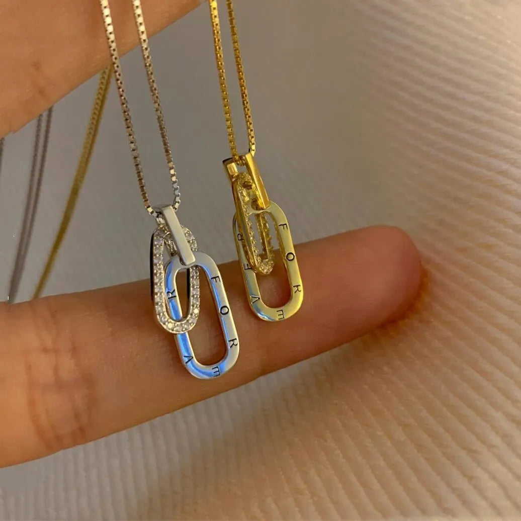 Jewelance™ InterlockingNecklace 1+1 GRATIS: Forever Link Sammenkoblet Vedhæng Mode Halskæde