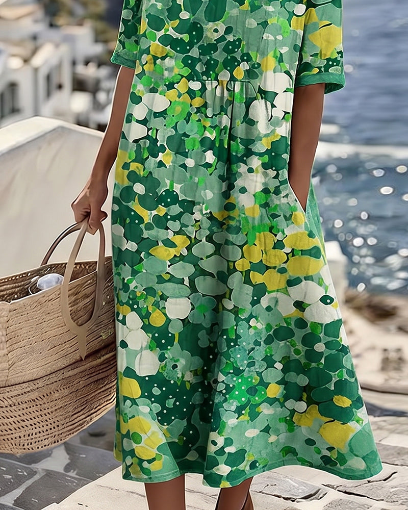 Icone™ PocketDress: Afslappet, Flagrende, Løs Kjole Med Print Og Lommer