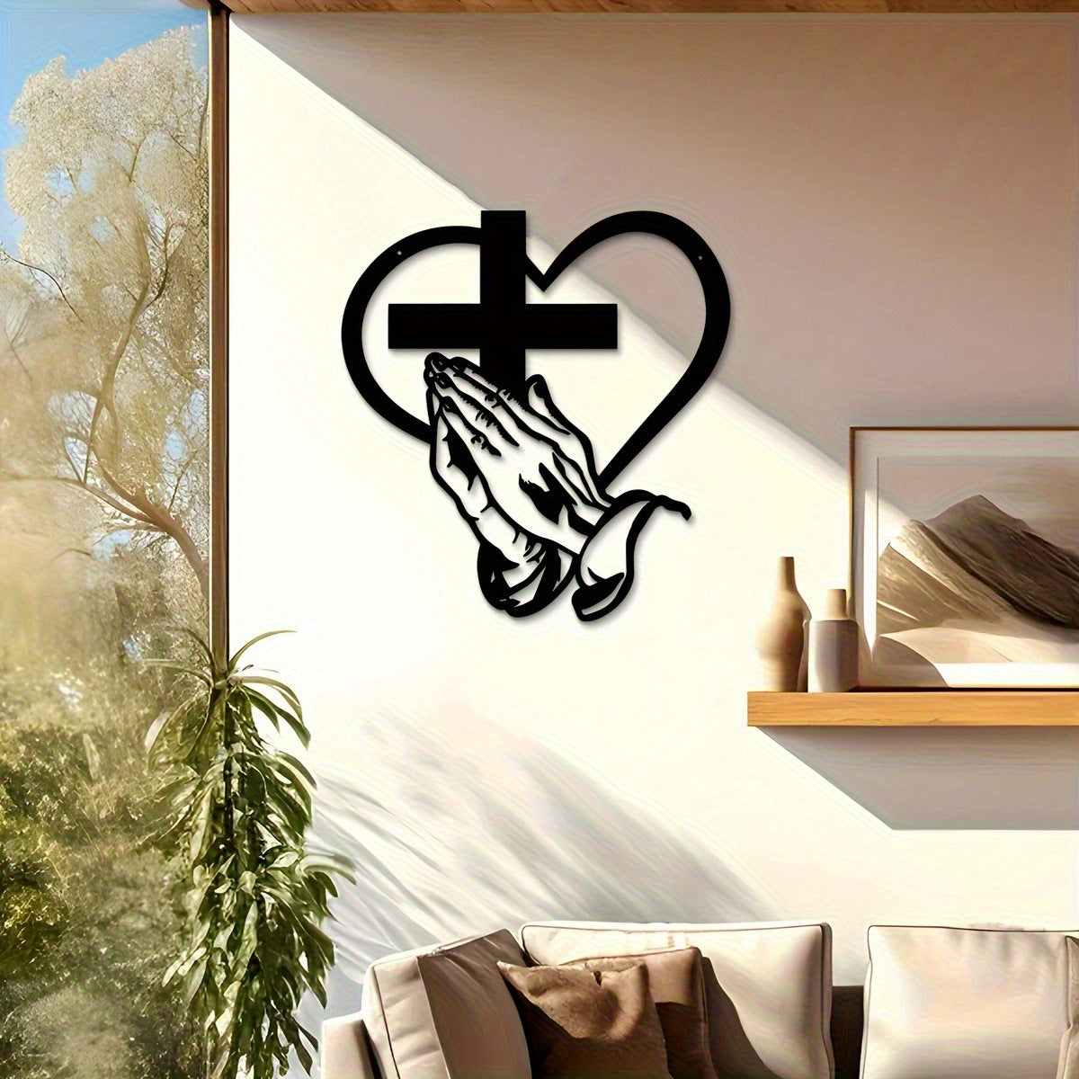 SpiritualDecor - Elegant Hjem Hængende Kors Hjerte Åndelig Dekoration