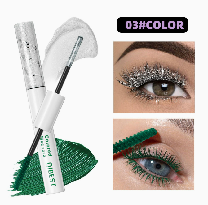 2-i-1 dobbeltsidet mascara, farvet og mat