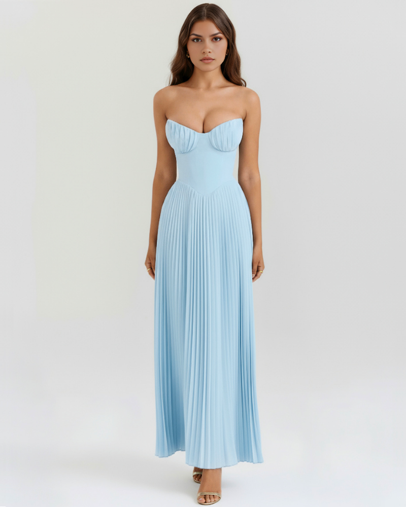 Icone™ FlexDress: Strapless Fleksibel Feststil Plisseret Maxi Kjole