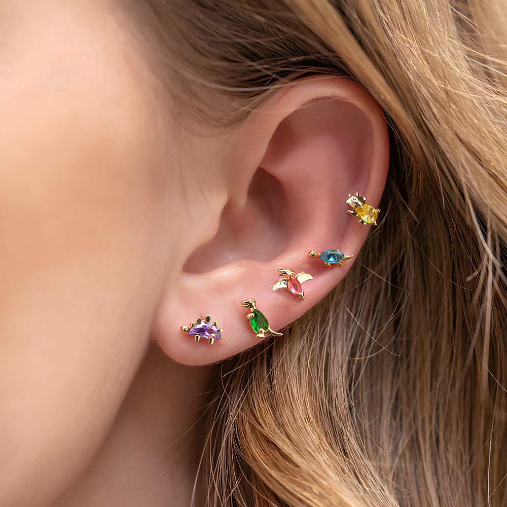 Jewelance™ DinoEarrings 1+1 GRATIS: Søde Stilfulde Minimalistiske Dinosaur Øreringe
