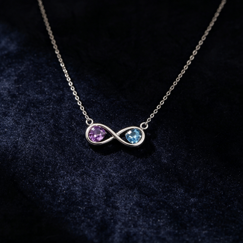 Jewelance™ InfinityNecklace - Personlig To Fødselssten Infinity Mode Halskæde