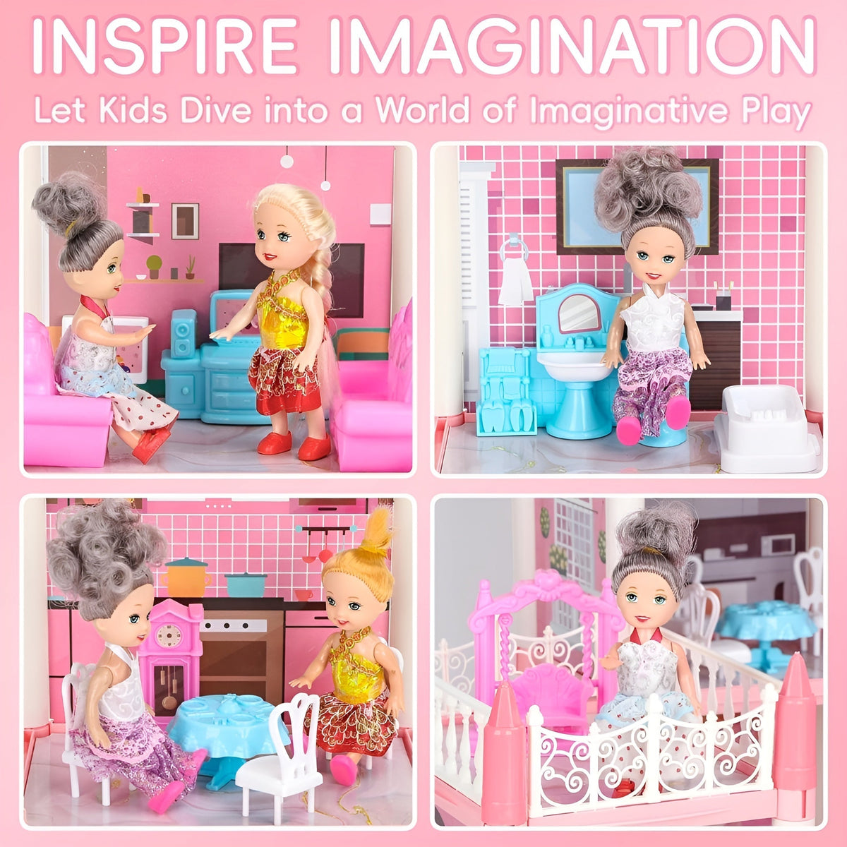 Kletshuts™ MiniMansion: Prinsesse Drømme Slot DIY Dukkehus Mini Palæ Legesæt