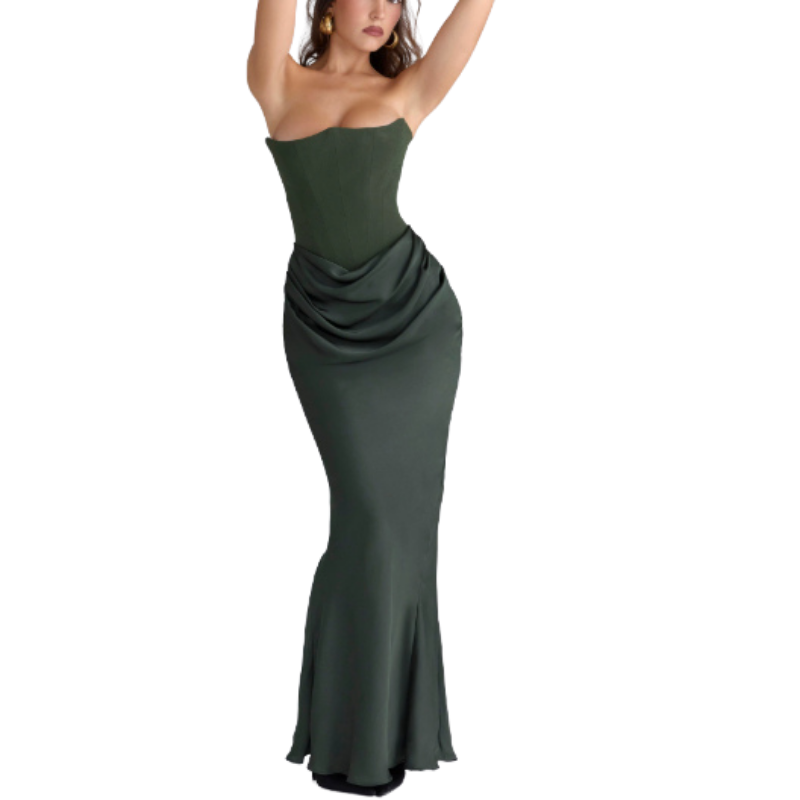 Icone™ VelvetDress: Strapless Maxi Elegant Bodycon Style Velvet Kjole