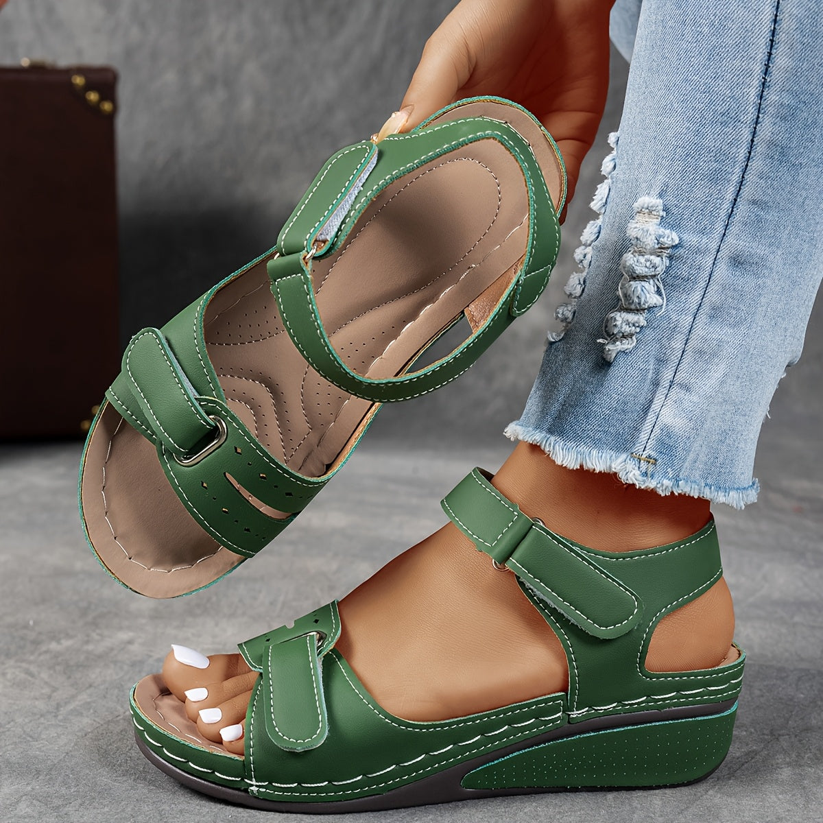 Happy™ LowWedge: Casual Komfortable Lavhælede Wedge Sandaler