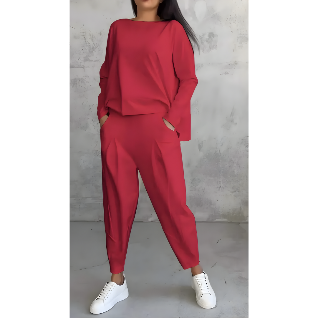 Icone™ CasualOutfit: Kvinders Langærmede Top Og Bukser To-Delt Tilfældig Outfit