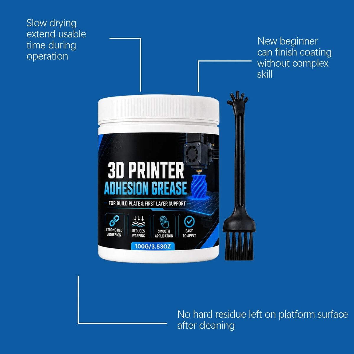 AdhesionGrease - 3D Printer Adhesion Bed Grease For Reliable First Layers