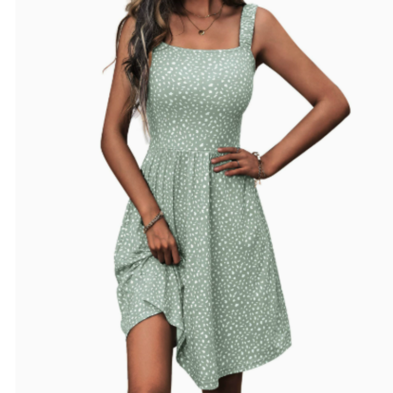 Icone™ FloralSundress - Sommer Kvadratisk Hals Afslappet Blomsteragtig Mini Sommerkjole