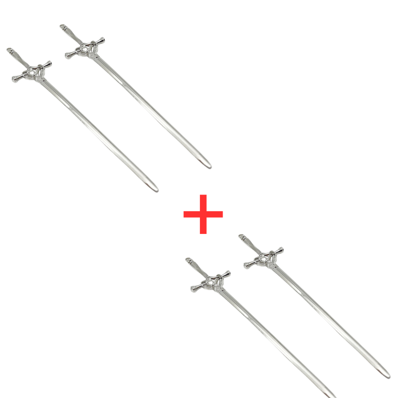 Rose® SwordHairpin 2+2 GRATIS: Gotisk Stil Sværd Hårknop Nål Tilbehør