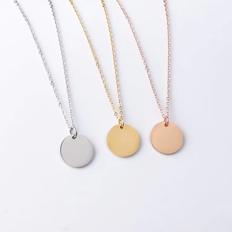 Jewelance™ DiscPendant - Minimalistisk Disc Vedhæng Indgraveret Navn Mode Halskæde