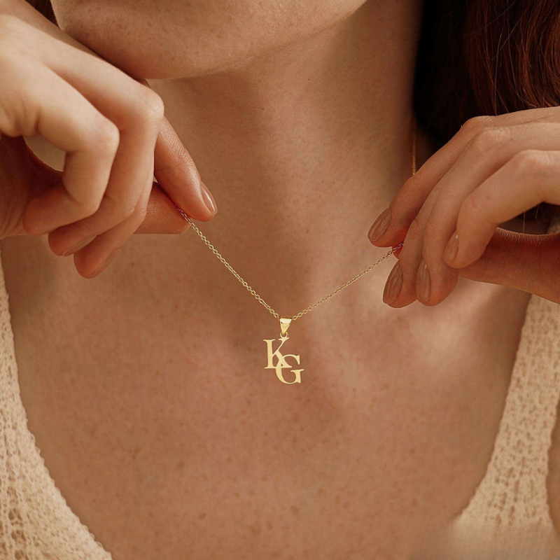 Jewelance™ InitialPendant: Personlig Initial Stablet Vedhæng Mode Halskæde