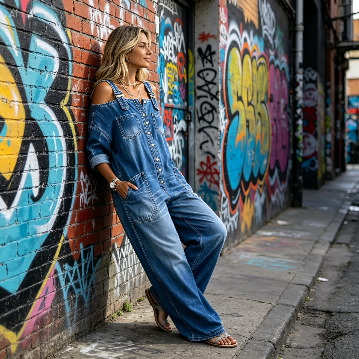 Icone™ DenimJumpsuit - Komfortabel Klassisk Løs Pasform Denim Jumpsuit