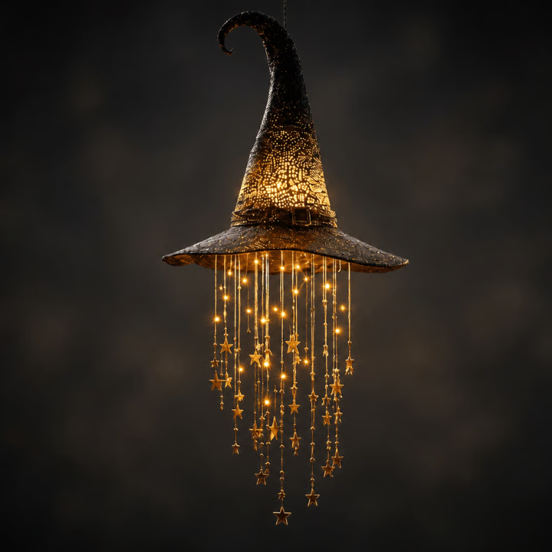 Ledsen™ FestiveHat - Halloween Og Juletroldhat Festlig Dekoration Med Hængende Lys