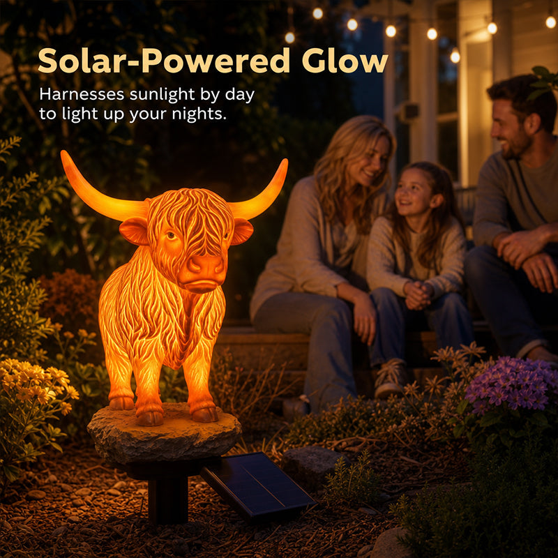 Ledsen™ CowLight - Solenergi Highland Cow Ornament Have Lys