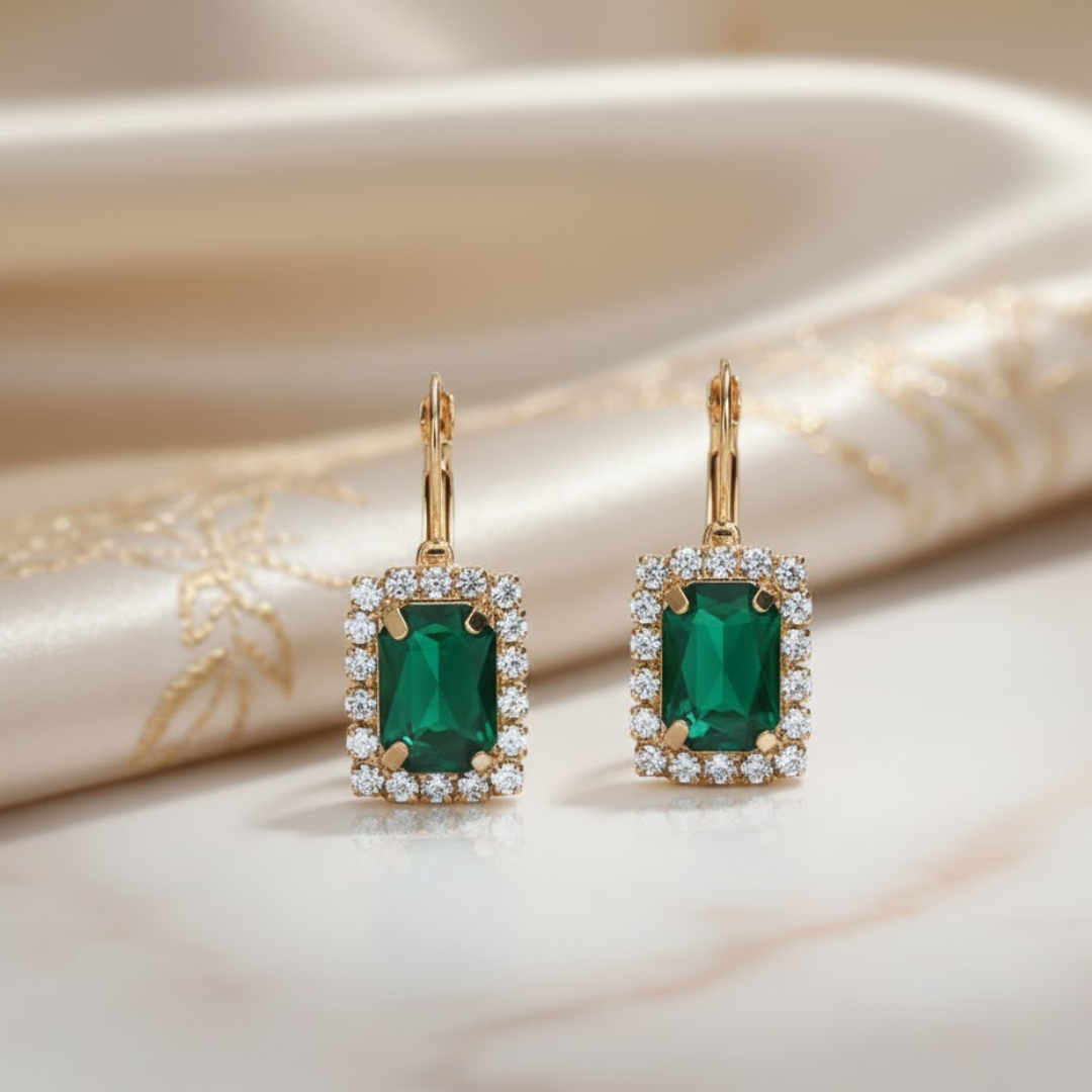 Jewelance™ JewelrySet: Mode Luksus Smaragd Grøn Smykker Sæt Gave Æske