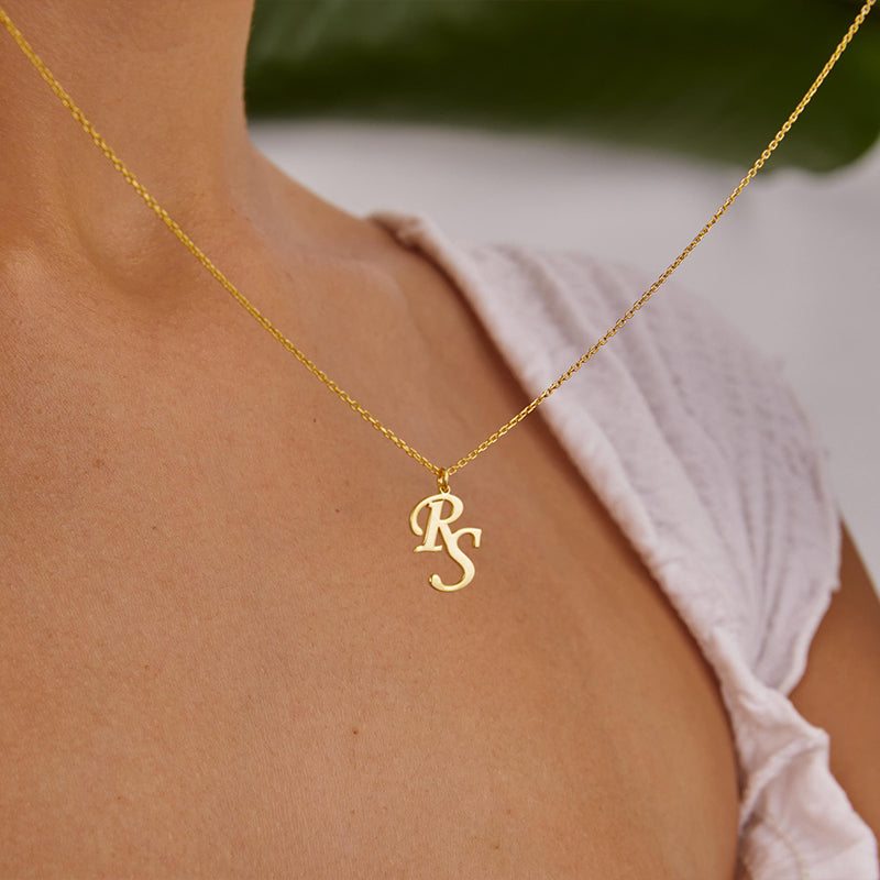 Jewelance™ InitialPendant: Personlig Initial Stablet Vedhæng Mode Halskæde