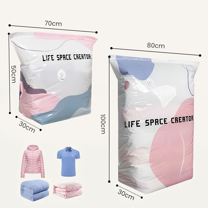 SqueezeBag 1+1 GRATIS - Vakuumopbevaring Kompression Uden Pumpe Squeeze Bag