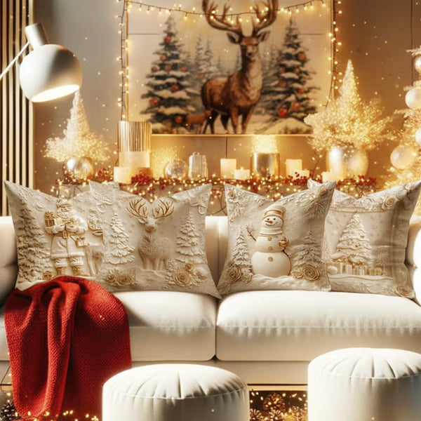 ChristmasCovers – Præmie Elegant Hvid Pude Jule Betræk