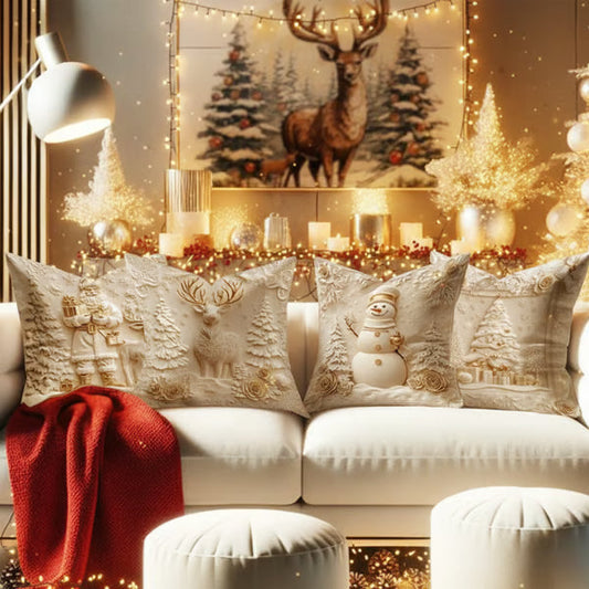 ChristmasCovers – Præmie Elegant Hvid Pude Jule Betræk