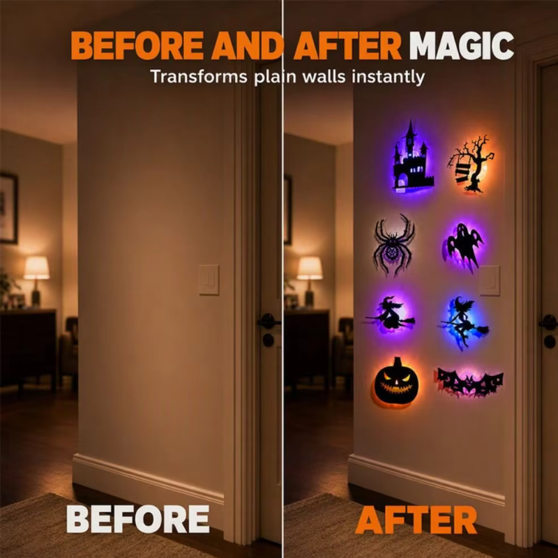 Ledsen™ HalloweenLights 1+1 GRATIS - Halloween LED Skræl Og Stok Vægdekoration Lys