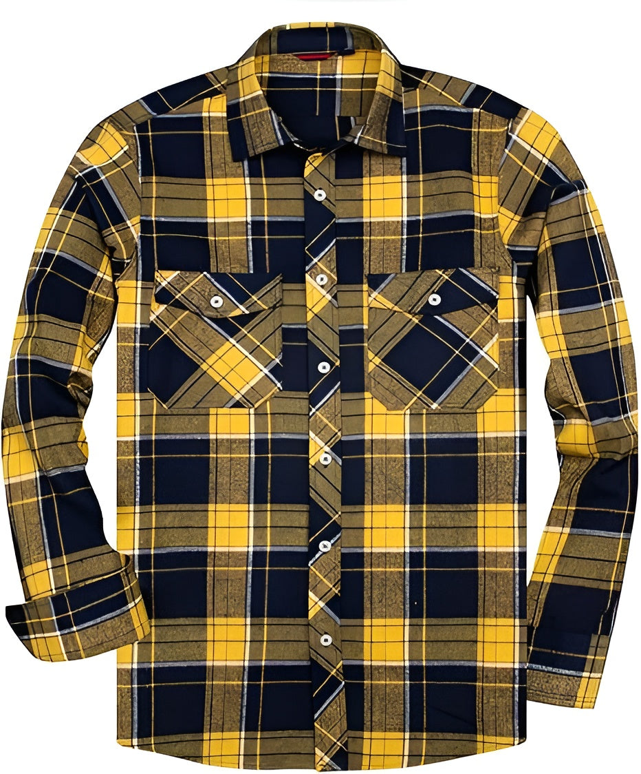 Icone™ CheckeredLongsleeves: Klassisk Afslappet Knap Ned Ternet Langærmet