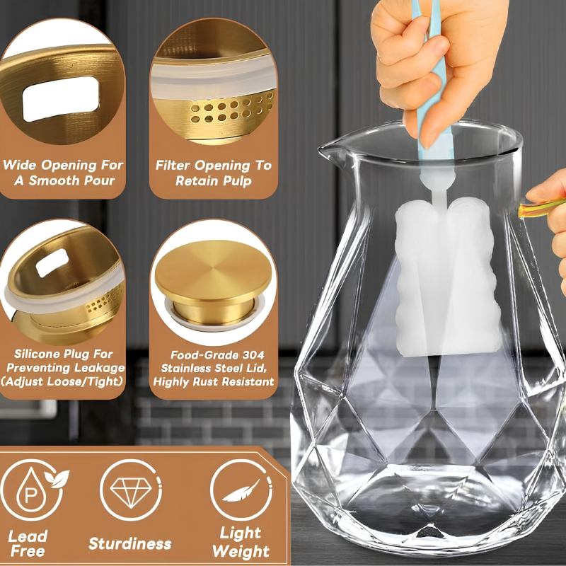 Globetrek° GlassPitcher - Elegant Glas Diamantmønster Kande