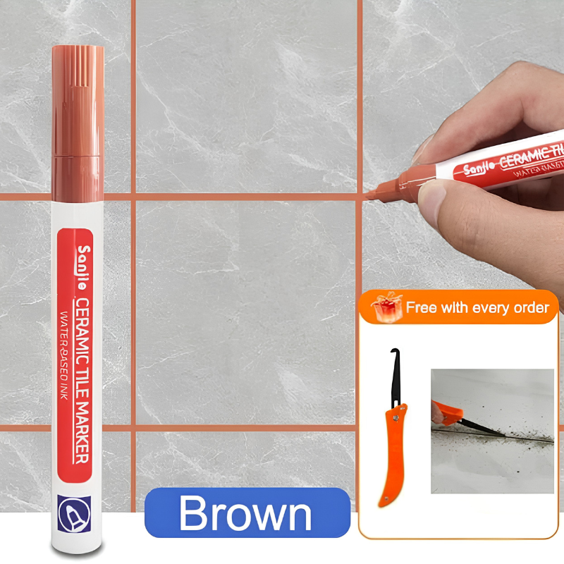 TileMarker 1+2 GRATIS - Anti-Muggs Keramisk Flise Joint Pen Markør Med Fugemasse Krogkniv