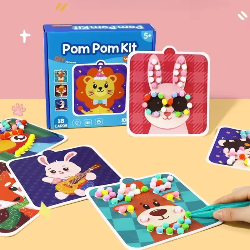 Kletshuts™ PompomKit – DIY 3D Kunst Dyr Fluffy Pom Poms Kit Til Børn