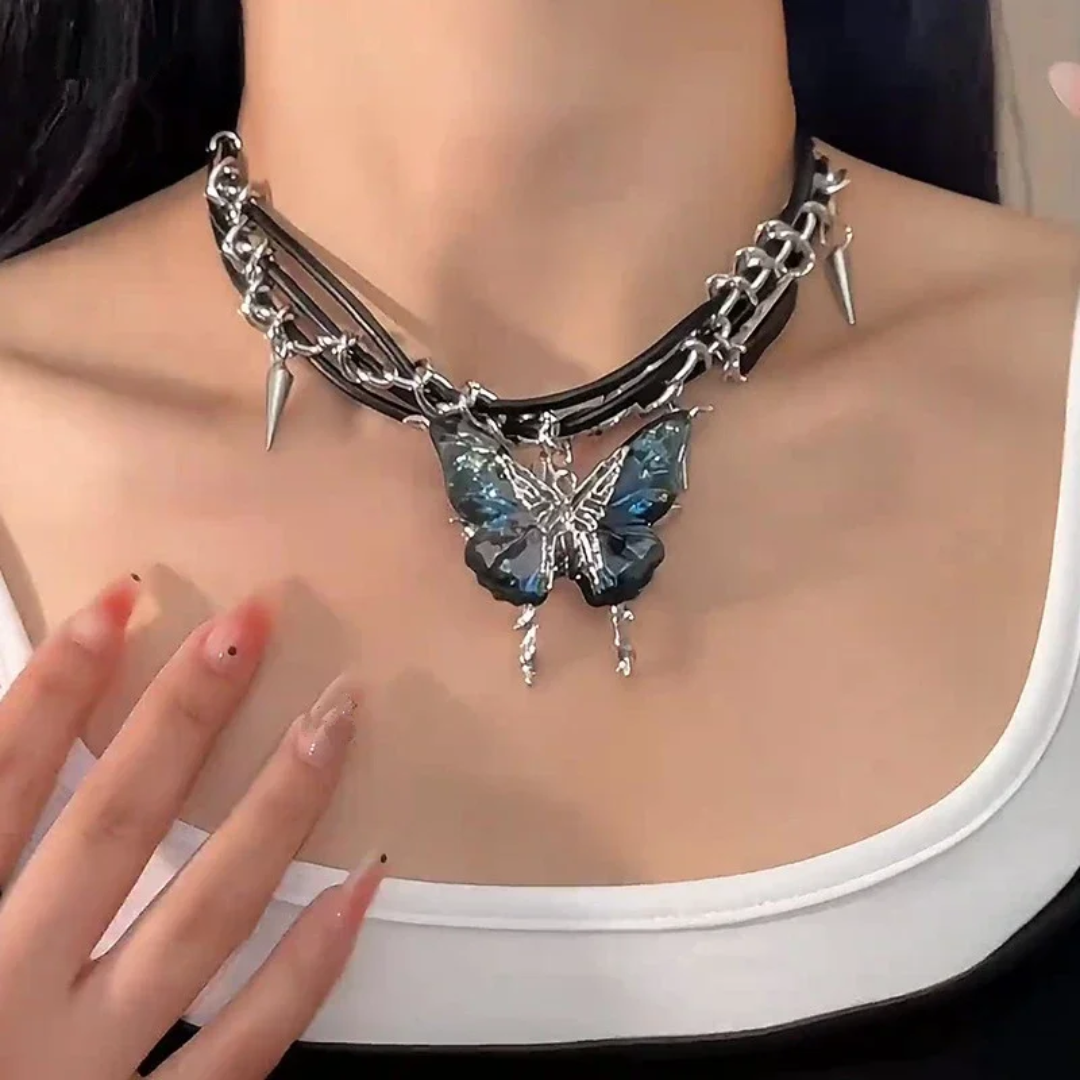 Jewelance™ ButterflyChoker 1+1 GRATIS: Modebevidst Fantastisk Skinnende Spidset Sommerfuglechoker
