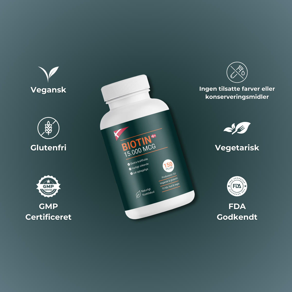Biotin 15.000 µg – 300 kapsler – ekstra produktvisning