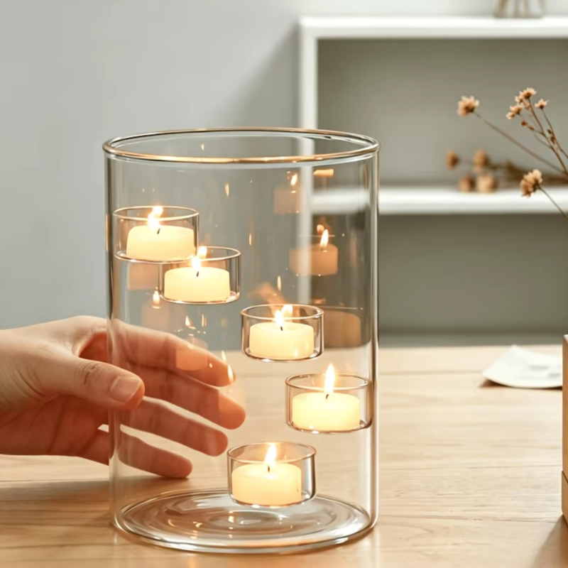 CandlelightGlass - Elegant Flydende Mini Stearinlys Glas Holder