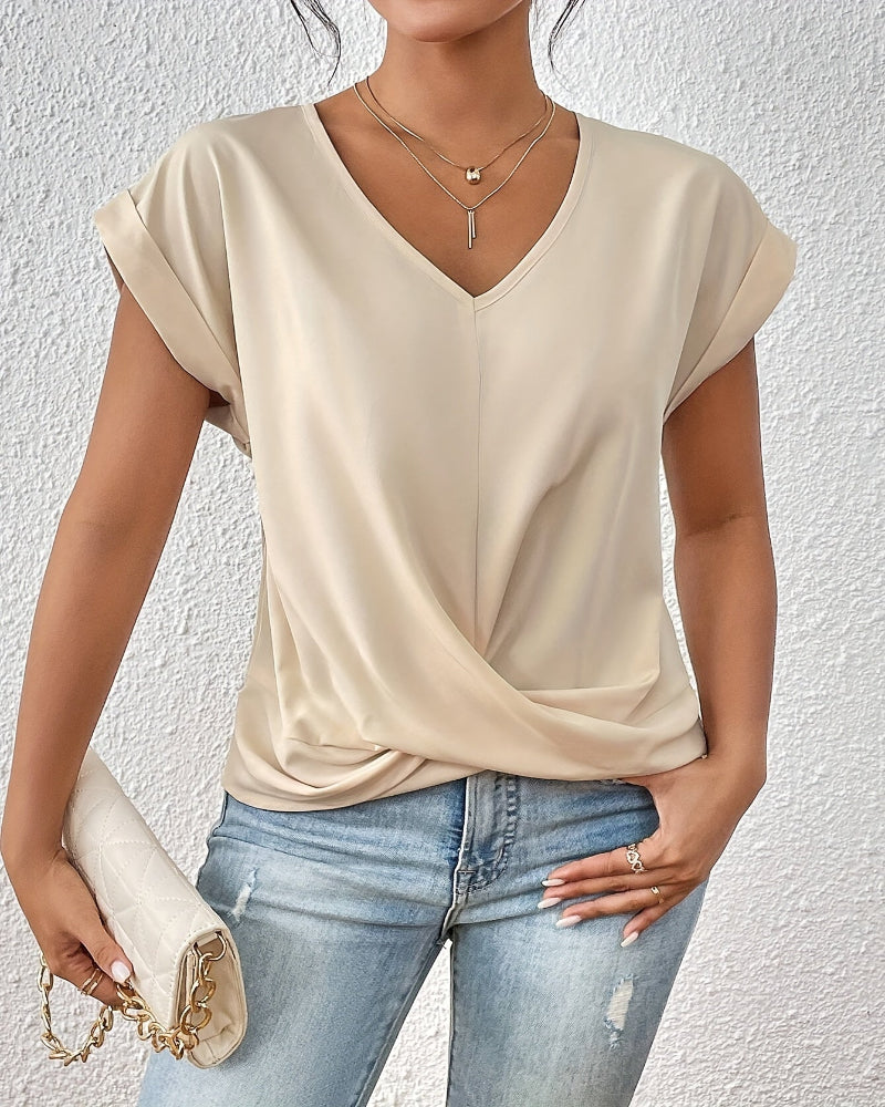 Icone™ TwistTop: Elegant Twist Front Style Kortærmet Casual Top