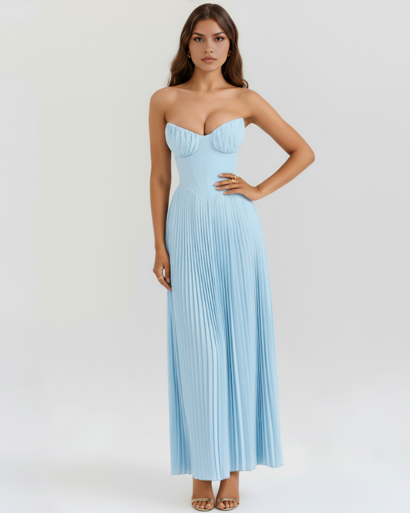 Icone™ FlexDress: Strapless Fleksibel Feststil Plisseret Maxi Kjole