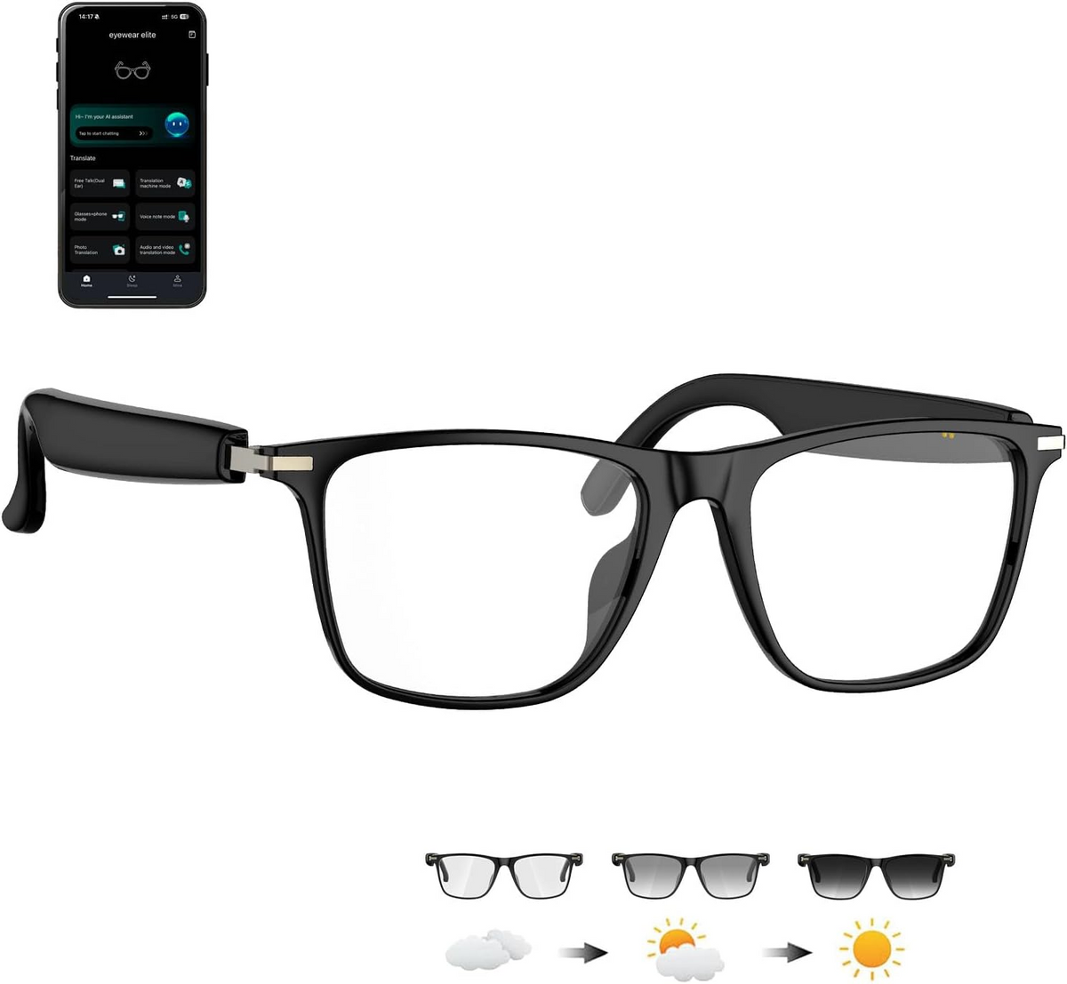 SmartGlasses™ - Multifunktionelle Smarte Livsstilsbærbare Audio- og Oversættelsesbriller