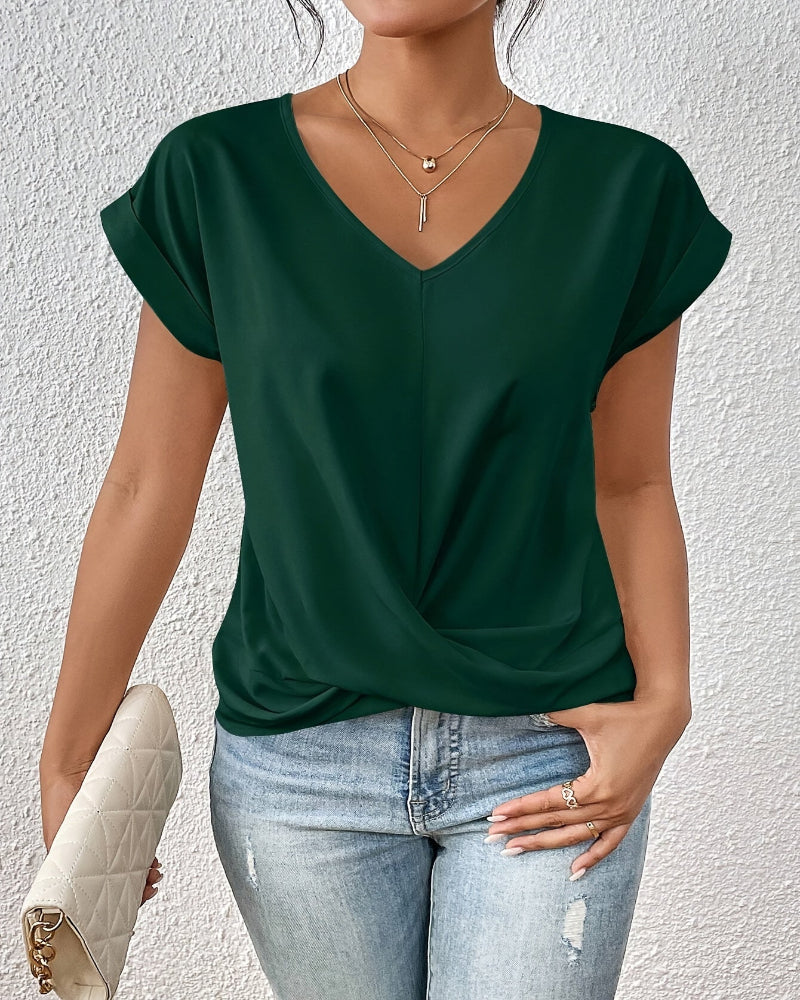 Icone™ TwistTop: Elegant Twist Front Style Kortærmet Casual Top
