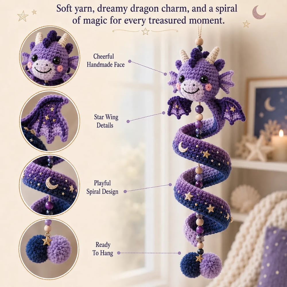 Kletshuts™ SpiralDragon - DIY Hæklesæt Fortryllet Spiral Drage Hængende Ornament Sæt