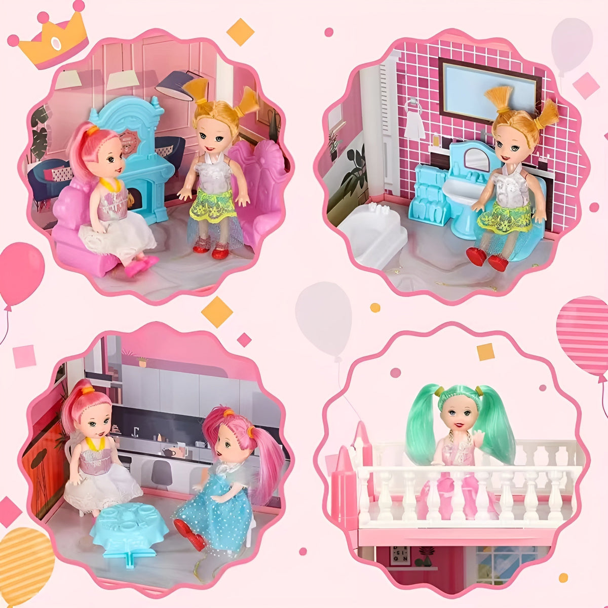 Kletshuts™ MiniMansion: Prinsesse Drømme Slot DIY Dukkehus Mini Palæ Legesæt