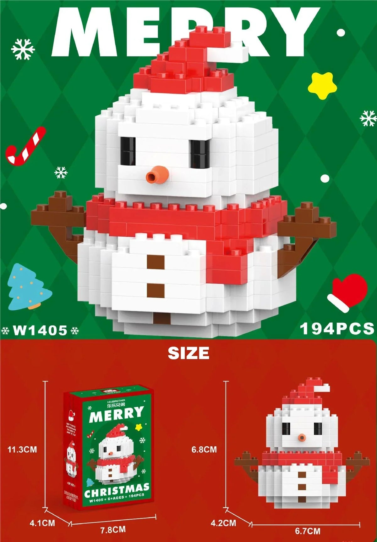 Kletshuts™ HolidayBlocks 1+1 GRATIS: Børn Kreative Mikro Bygge Blokke Jul Helligdag Udgave