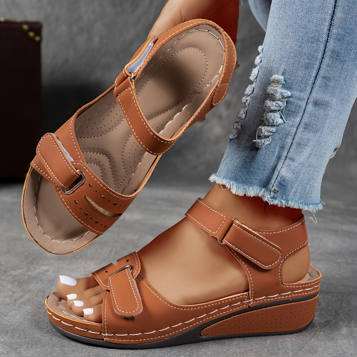 Happy™ LowWedge: Casual Komfortable Lavhælede Wedge Sandaler