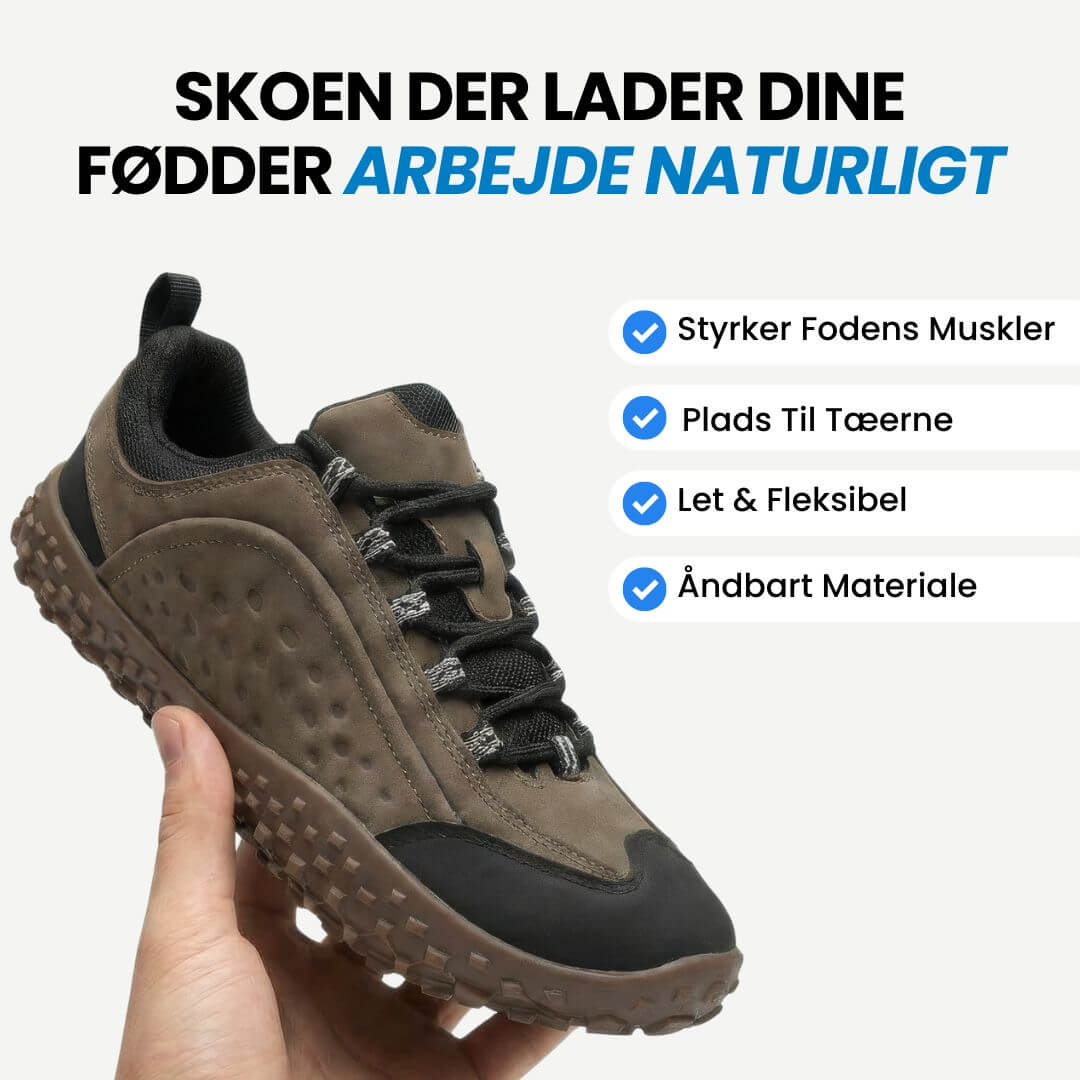 Ground – minimalistiske barfodssko med tynd sål – Brun