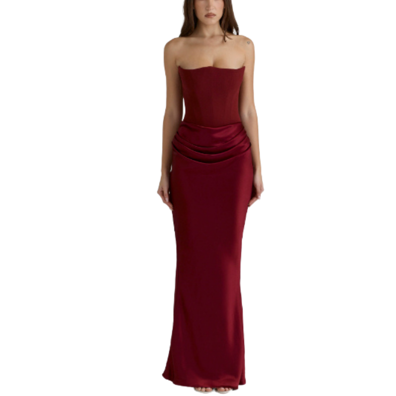 Icone™ VelvetDress: Strapless Maxi Elegant Bodycon Style Velvet Kjole