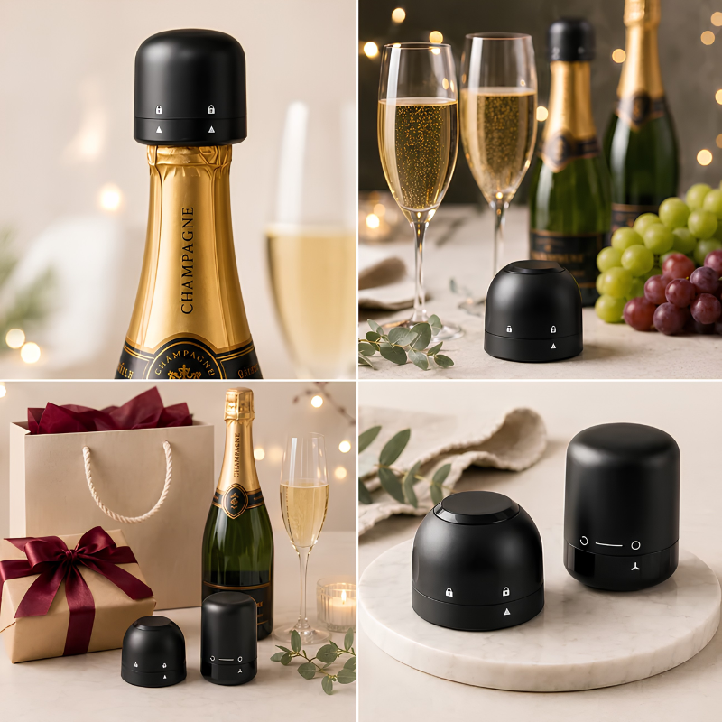 Globetrek° BottleSeal 2+2 GRATIS: Genanvendelig Vin- Og Champagneflaskestopper Og Tætningsmiddel