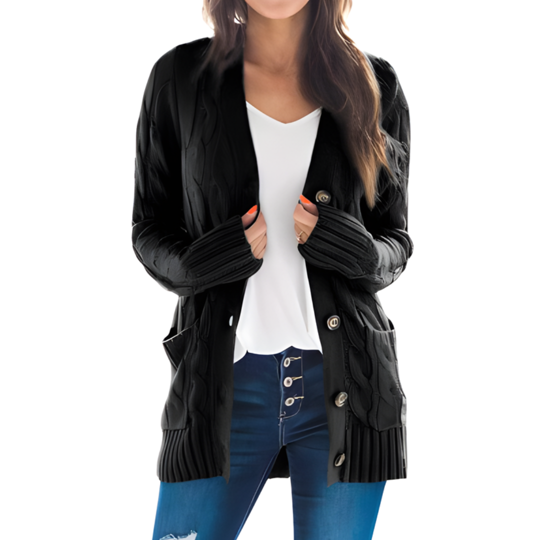 Icone™ KnittedCardigan: Kvinders Hyggelig Lang Strikket Cardigan