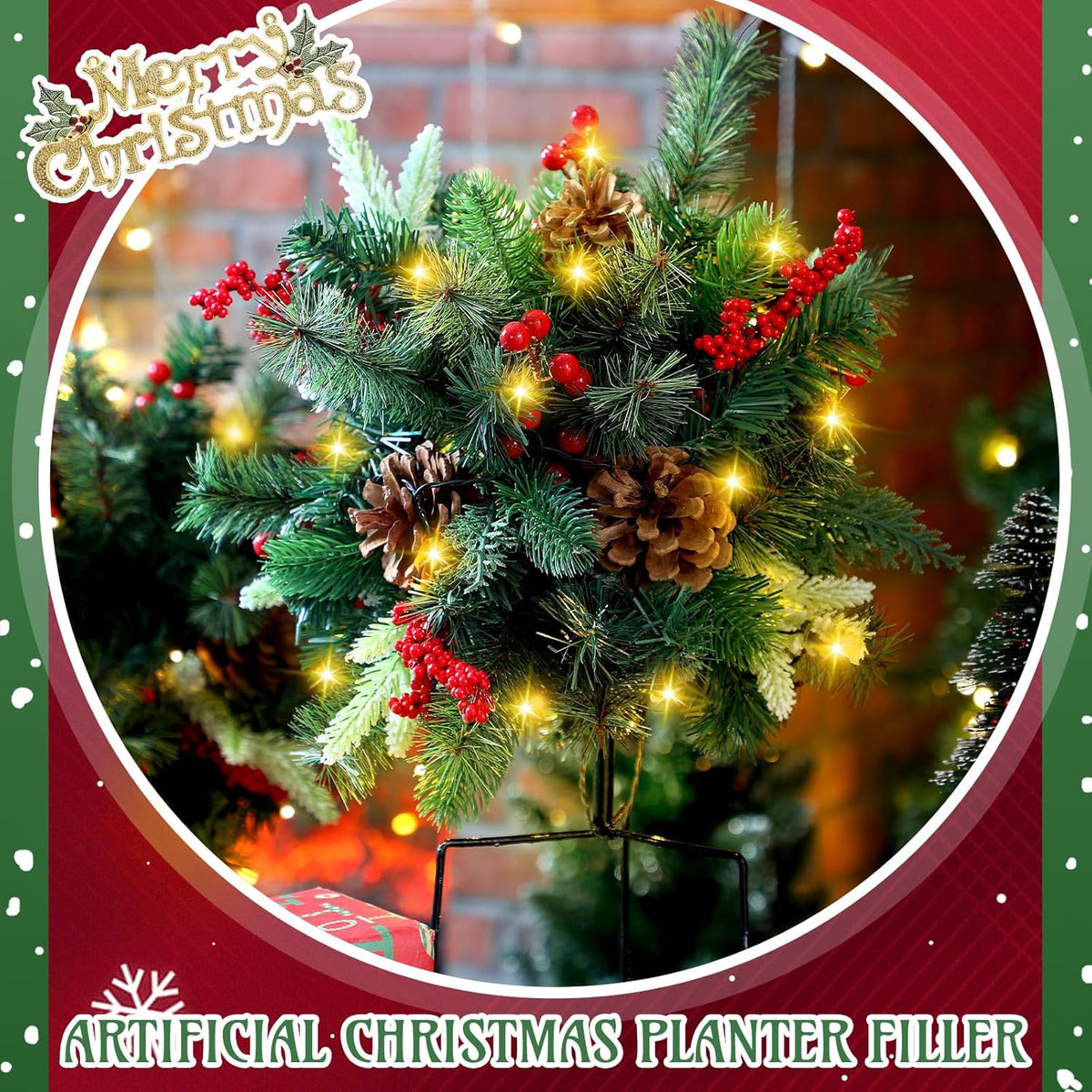 Ledsen™ ChristmasBushes: Udendørs LED Oplyst Jul Buske Plantekrukke Fyld