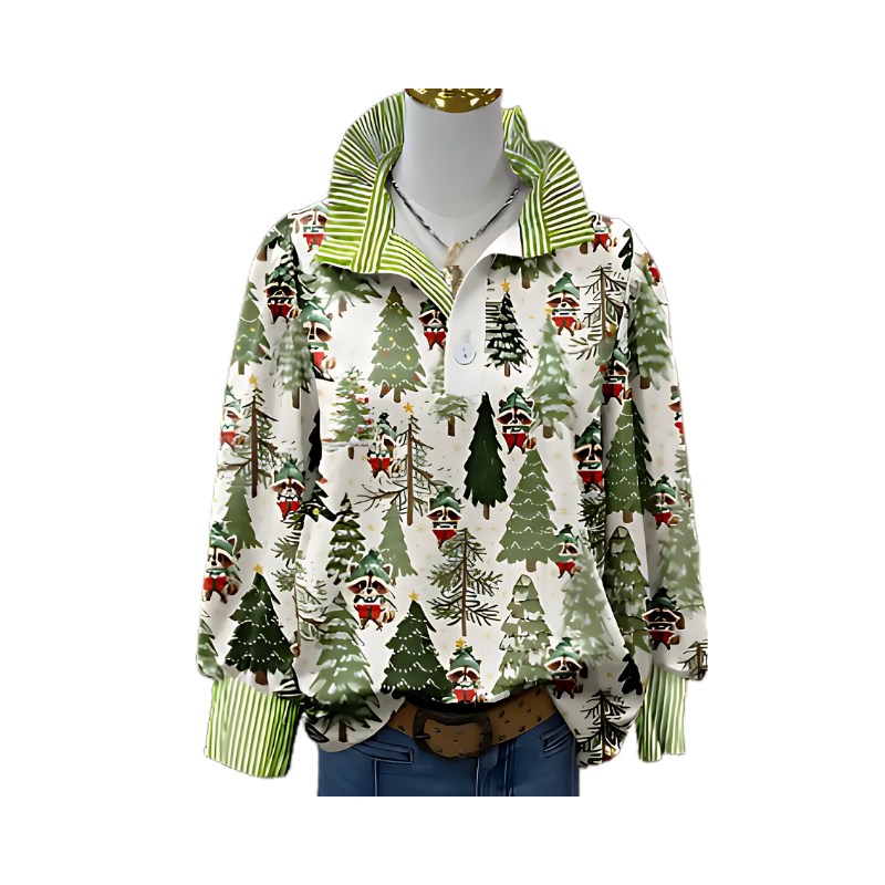 Icone™ FormalBlouse: Stilfuld Langærmet Unik Print Formel Bluse