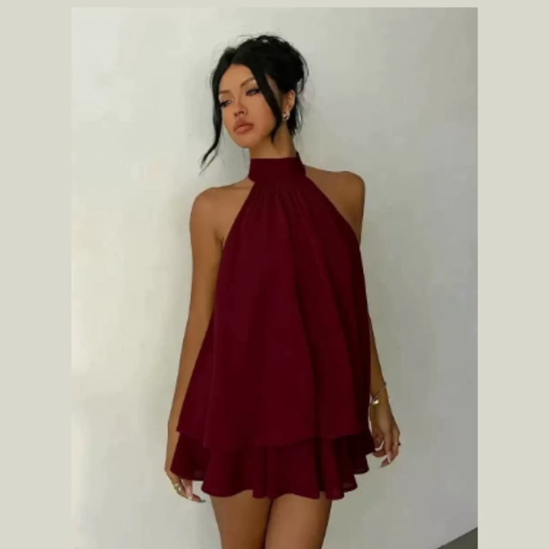 Icone™ GlamDress: Elegant Grime Hals I lag Design Mini Glam Kjole