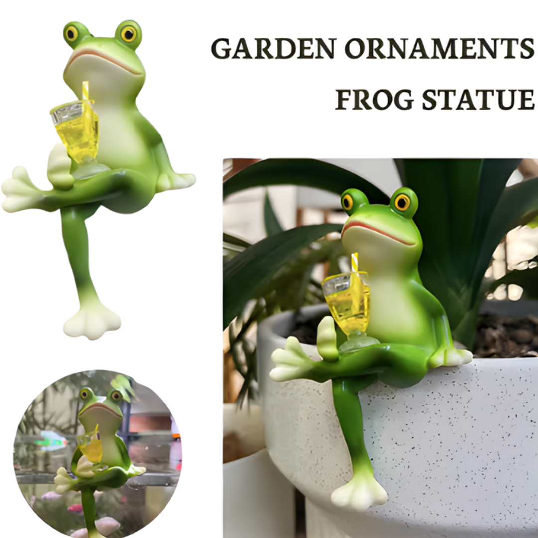 GardenOrnament: Sød Frø Dekoration Hængende Potte Kant Have Ornament