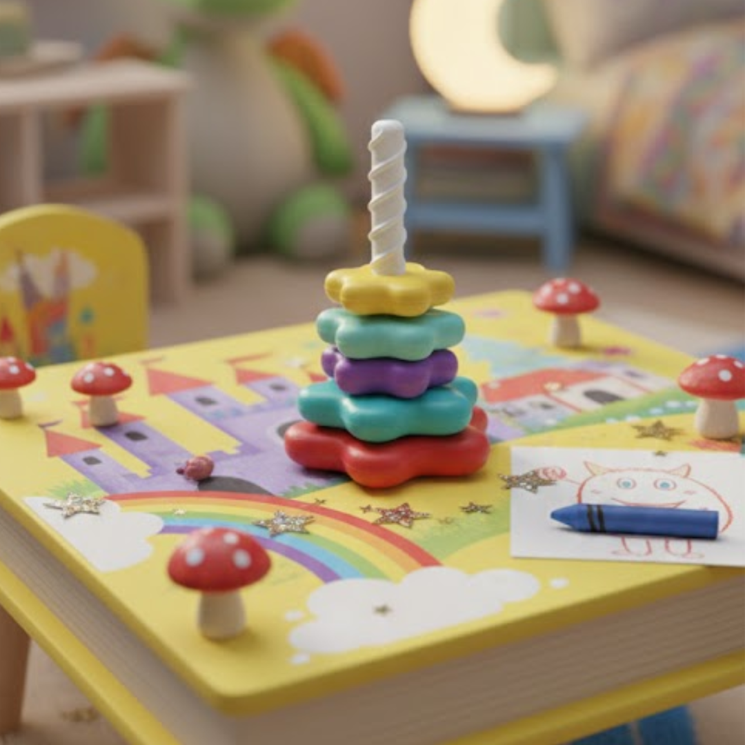 Kletshuts™ StackingToy: Regnbue Tårn Hjul Stabel Legetøj Sensorisk Læring