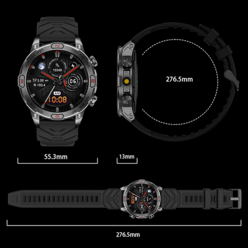 SwiftTime smartwatch med GPS, opkald og LED-lygte